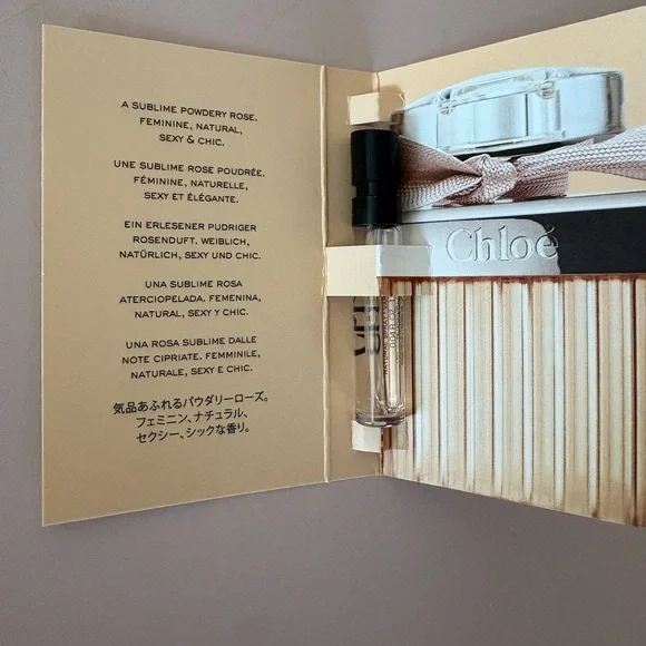 Yves Saint Laurent Beaute Cream Cosmetic Pouch with 3 Chloe Perfume samples - Picture 2 of 5